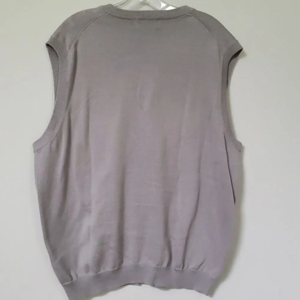 Brooks Brothers Sweater Vest Mens Large Dove Grey V Neck All Cotton Golf Office